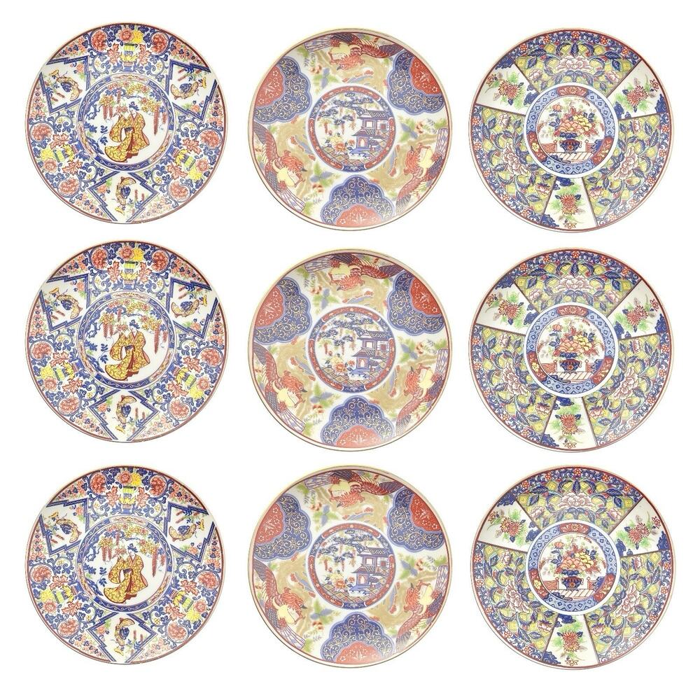 1960s Japanese Imari Oriental Floral Porcelain Bread or Dessert Plates 6 3/8”
